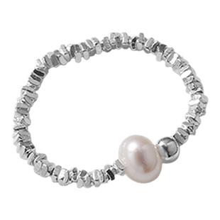 OkFineyard纯银碎银子戒指女招财天然珍珠串珠小众设计高级食指环