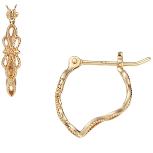 新年礼物agete/阿卡朵欧式雕花9K金耳圈女士耳钉（可搭配耳坠）