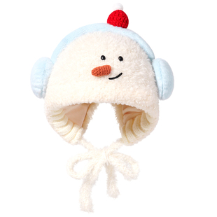 可爱卡通护耳毛绒小熊保暖头套女冬天加厚小雪人雷锋帽小猪飞行帽