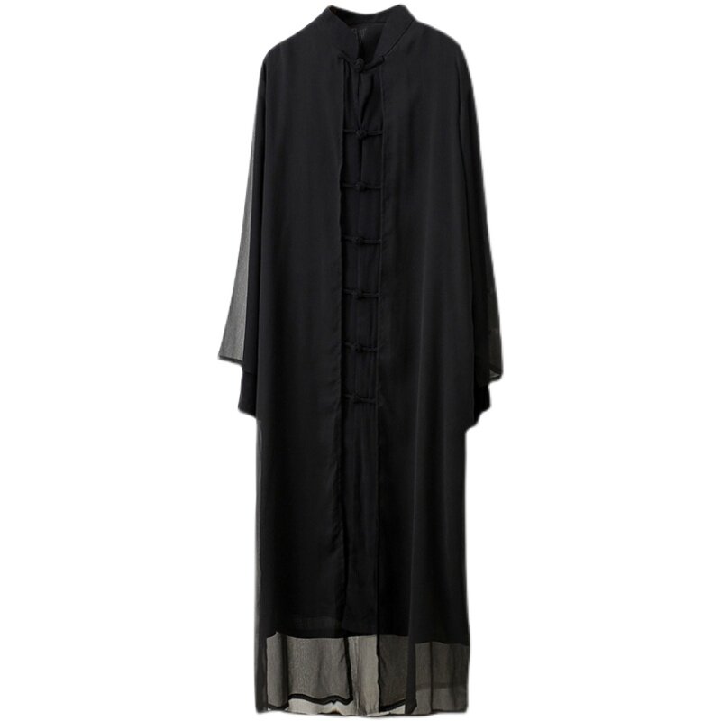 假两件中式汉服长衫纯色居士服