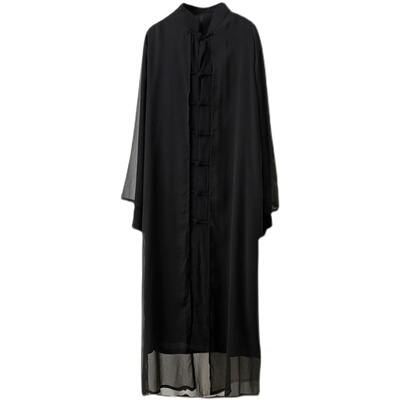 假两件中式汉服长衫纯色居士服