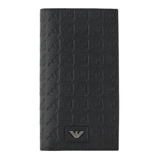 EMPORIO ARMANI/阿玛尼男士犊牛对折竖款鹰标牛皮革手拿钱包卡包