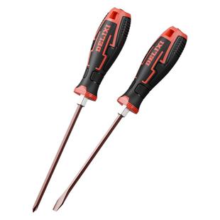 德力西一字穿心敲击螺丝刀平口改锥套装镙丝刀加长十字梅花起子