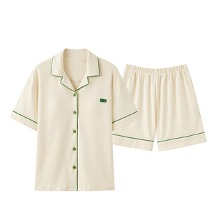 情侣睡衣女夏季纯棉短袖2026年新款简约开衫男女士全棉家居服套装