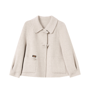 宽松短款双面呢羊毛呢大衣女新款羊绒上衣2025秋冬妈妈小个子外套