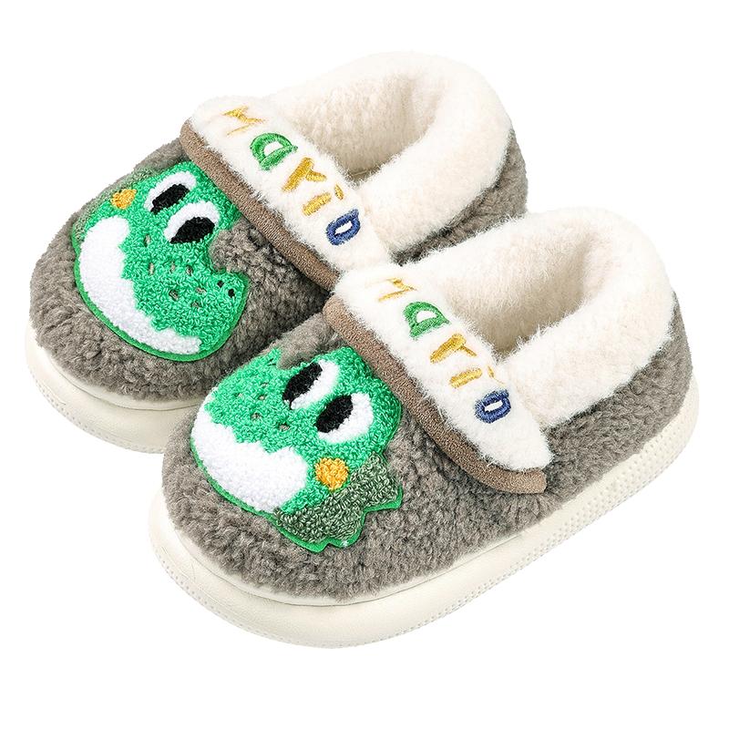 儿童棉拖鞋居家室内软底包跟静音加绒保暖毛毛鞋男童女童可爱棉鞋