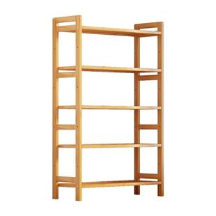 置物架家用简易多层收纳架实木落地式靠墙书架客厅厨房浴室储物架