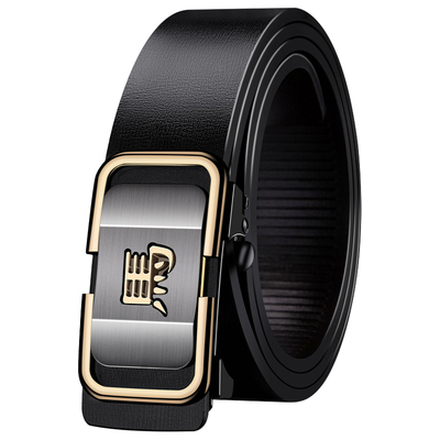 自动扣牛皮腰带潮青中年商务裤带