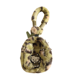 毛茸茸卡通豹纹KT包可爱毛绒小包挂件手机壳同款短绳手提防丢手腕网红可爱学生女款收纳蓝牙钥匙ccd便携手环