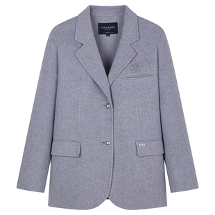 TeenieWeenie小熊女装毛呢外套2025冬季新款气质优雅西装翻领大衣