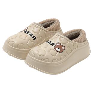 儿童防水棉拖鞋女童冬季2025新款包跟家居室内保暖加绒厚底棉鞋男