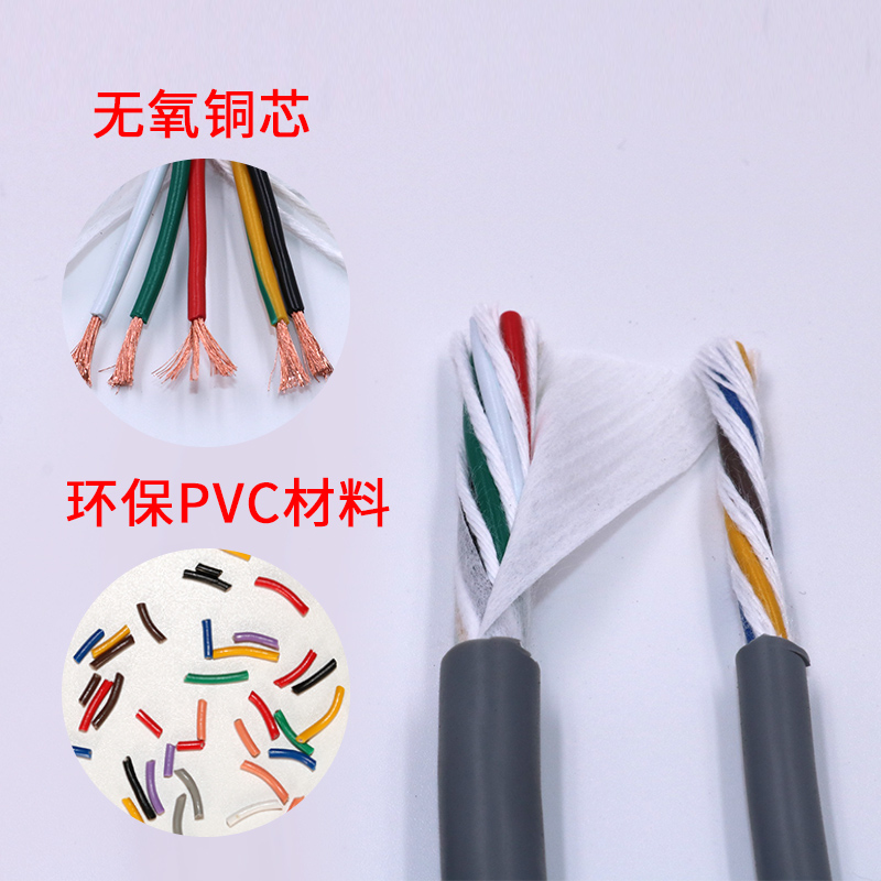 灰色高柔性电缆线TRVV 3 4 6 8芯0.5 0.75平方耐磨拖链随行电源线