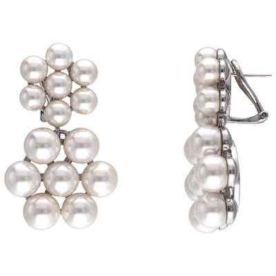 Majorica美娇丽佳手作珍珠耳钉女款轻奢耳坠耳饰6+8mm手作珍珠