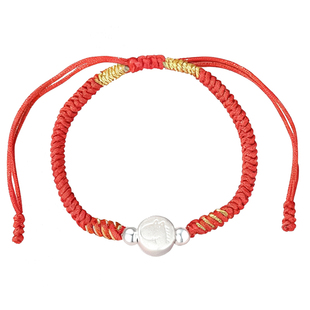 儿童手链女童女孩男孩男童本命年红手绳纯银十二生肖本命年礼物