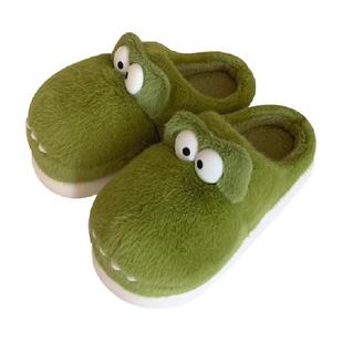 细细条 新款趣味可爱毛绒鞋男女居家舒适保暖休闲情侣厚底棉拖冬