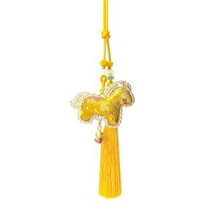 2026马年新款招财马汽车挂件高级感非遗宋锦生肖马车内后视镜挂饰