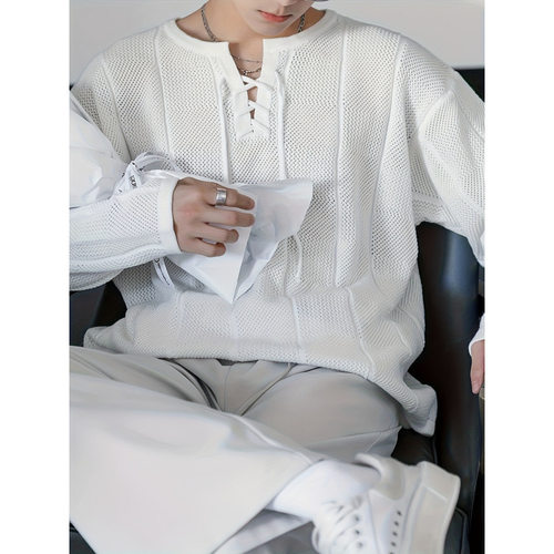 K 77162 V neck hollow men's knit sweater V 领镂空男士针织衫