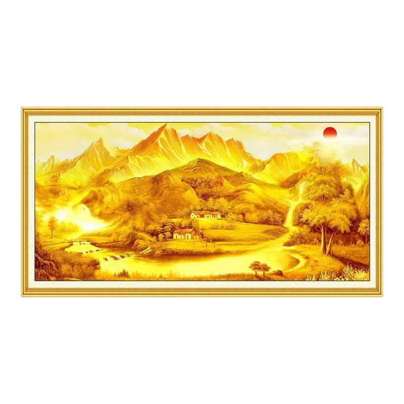 聚宝盆背靠金山自粘墙贴画