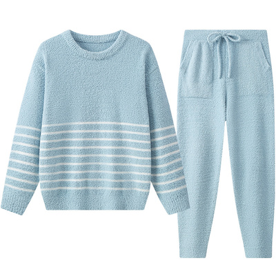 外穿加绒加厚冬保暖套装居家服男