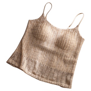 亚麻风白色吊带内衣背心女带胸垫一体薄款莫代尔美背内搭打底外穿