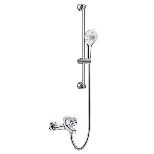 法恩莎简易花洒套装冷热精铜龙头明装淋浴增压喷头升降带杆无顶喷