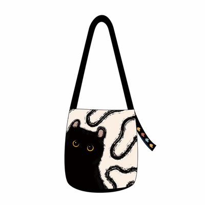 尼睿可爱小煤球斜挎水桶包