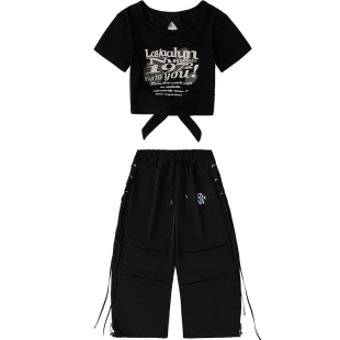 女童爵士舞时髦潮酷演出服甜酷风个性短袖酷帅儿童jazz练功服装夏