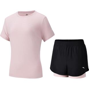 安踏速干运动套装女2026夏季新款透气短袖短裤防走光两件套妈妈装