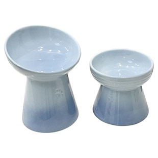 宠物碗陶瓷猫碗高脚斜口增高护颈防黑下巴狗碗猫咪喝水碗通用食盆