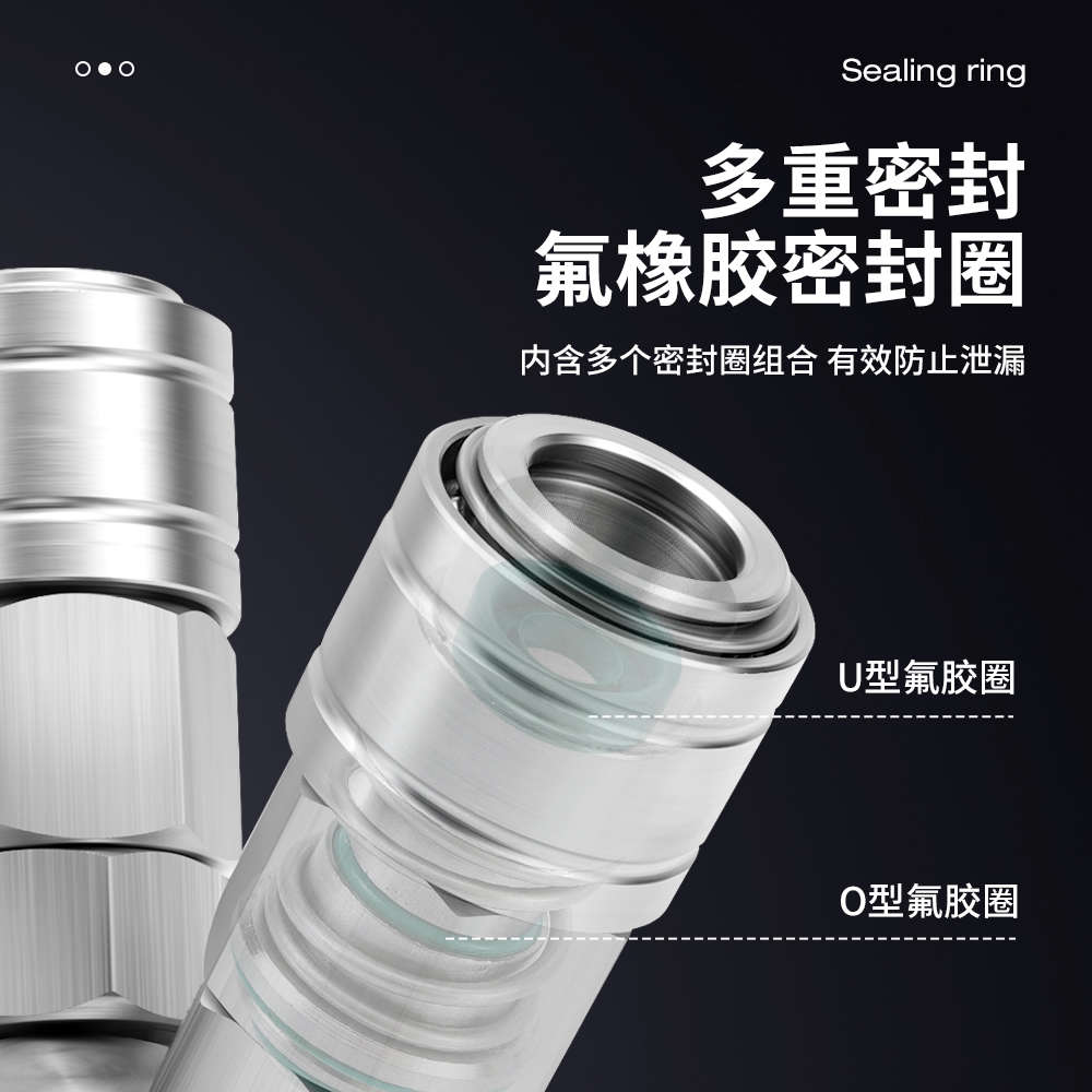 不锈钢自锁圆三通SMY外丝气动C式快速接头三插叉空压机SMV圆二通