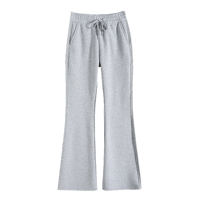 秋冬加绒高腰垂感微喇卫裤女