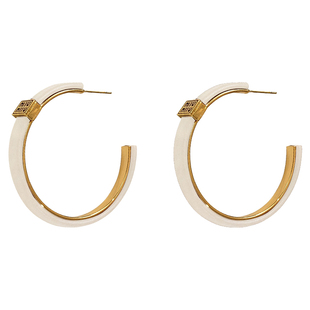 大气高级感大圈圈耳环女士轻奢复古欧美气质字母耳圈夸张红色耳饰