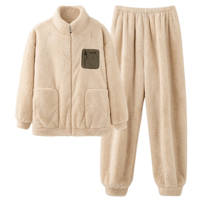 珊瑚绒男士睡衣秋冬季加绒加厚