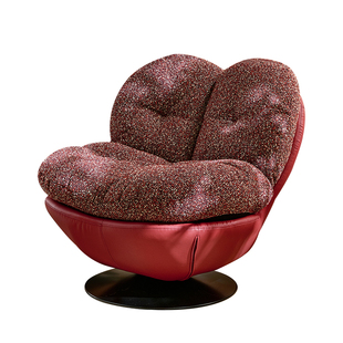 菲尚丽家意式单人沙发旋转椅客厅阳台真皮舒适休闲椅懒人沙发单椅