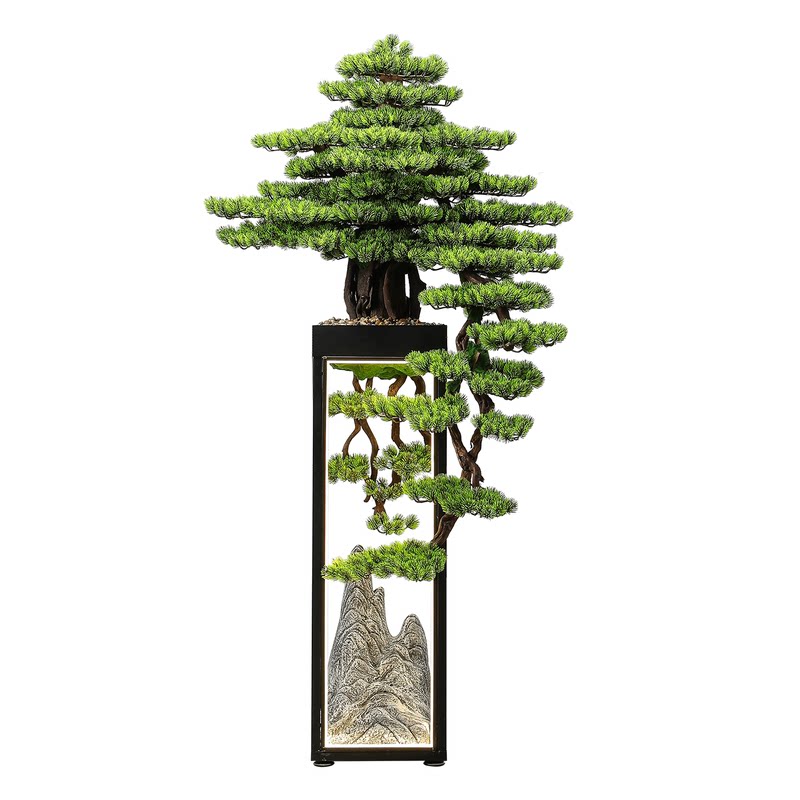 仿真迎客松大型落地摆件新中式