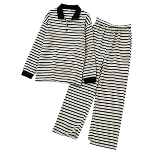春秋新款网红甜美卡通刺绣长袖简约睡衣女韩版宽松学生家居服套装