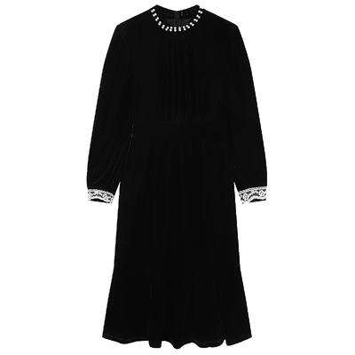 白鹿语赫本风丝绒修身显瘦连衣裙