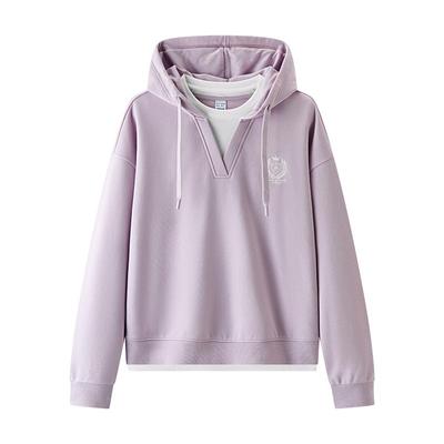 森马oversize假两件连帽卫衣女