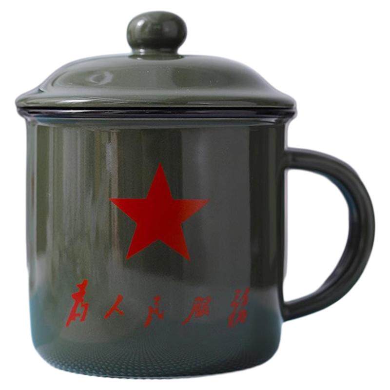 八一退伍军人纪念品陶瓷茶杯定制战友聚会留念商务伴手礼水杯带盖