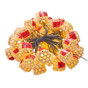 太阳能竹编灯笼灯串LED彩灯户外阳台庭院民宿中式装饰氛围灯布置