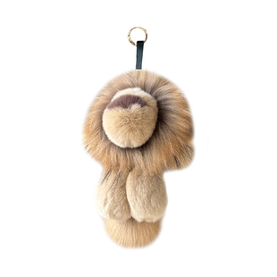 可爱小狮子毛绒挂件辛巴卡通真毛獭兔毛皮草公仔钥匙扣狮子包挂件