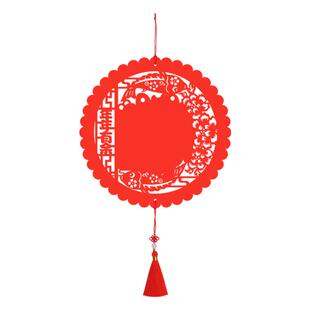 手写空白福字圆形扇面万年红洒金宣纸卡纸镂空软卡窗花中国结挂件手写福字斗方空白对联宣纸春联纸双面大红纸