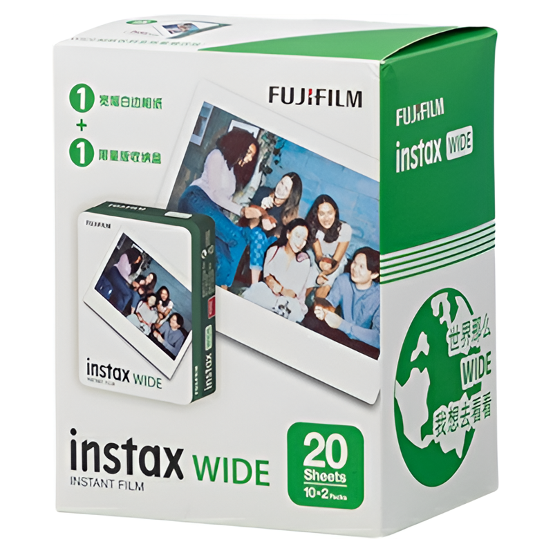 富士拍立得5寸宽幅白边彩虹相纸instax200/210wide300相纸胶底片