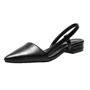 欧美风复古粗跟罗马包头凉鞋2025年夏季新款时尚百搭尖头单鞋女