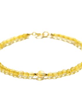 黄水晶招财手链14k金转运珠