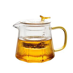 玻璃泡茶壶过滤耐高温家用茶水分离竖纹茶壶电陶炉煮花茶具套装