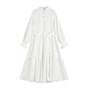 PINKWINK小星夜 法式小白裙娃娃裙白色连衣裙女秋季2024新款长裙