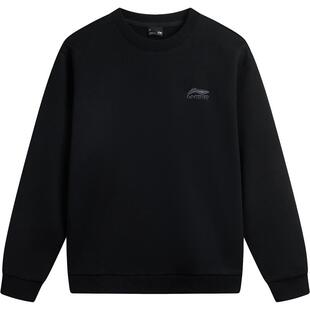 李宁卫衣男士春季官方情侣圆领套头衫黑色上衣宽松长袖运动服女款