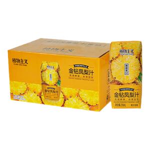 【植物主义】金钻凤梨汁含NFC果汁菠萝汁夏季饮料整箱210ml*12瓶