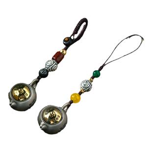 纯银把把壶汽车钥匙扣挂件把把胡小壶茶壶手把件男女手机链吊坠